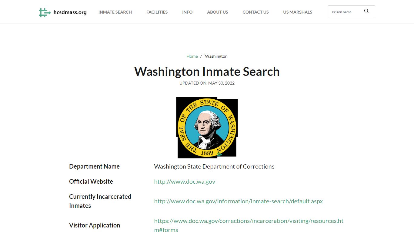 Washington Inmate Search – Washington State Department of Corrections ...